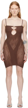 POSTER GIRL BROWN CUT OUT MINIDRESS