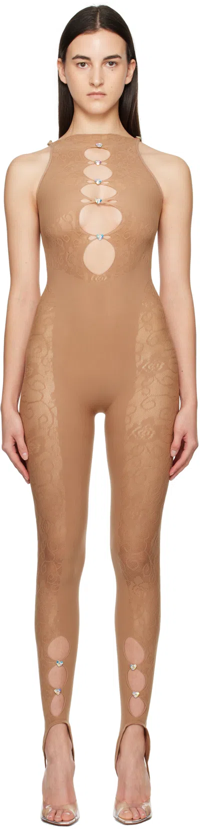 Poster Girl Brown Janice Jumpsuit In Latte