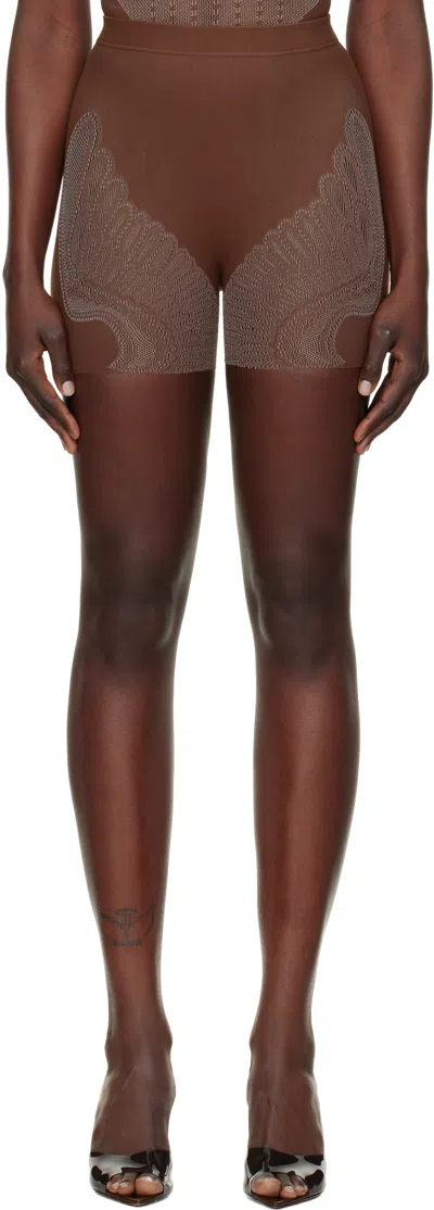 Poster Girl Brown Raven Wings Cycling Shorts In Old Money Brown