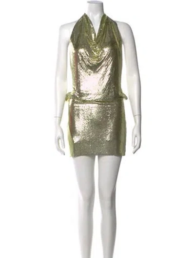 Pre-owned Poster Girl Cowl Neck Mini Dress In Neutral