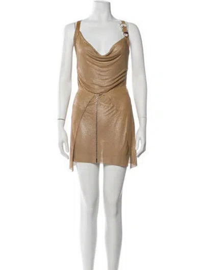 Pre-owned Poster Girl Cowl Neck Mini Dress In Silver
