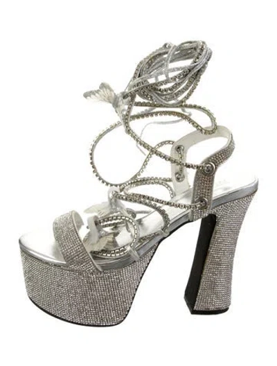 Pre-owned Poster Girl Crystal Sandals In Silver