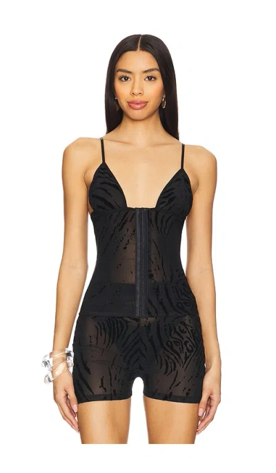 Poster Girl Black Doll Triangle Zebra Print Camisole In Black Zebra