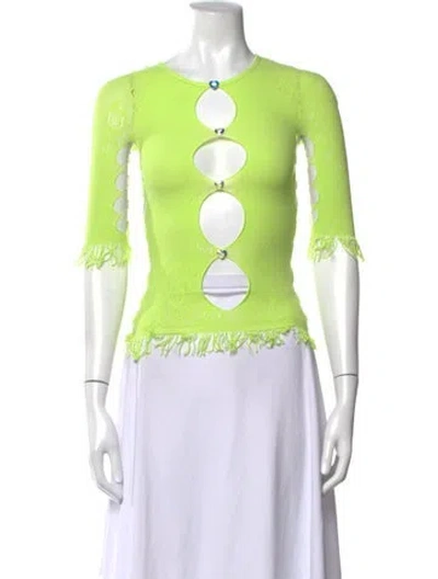 Pre-owned Poster Girl Floral Print Crew Neck Top In Green