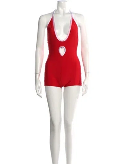 Pre-owned Poster Girl Halterneck Romper In Orange