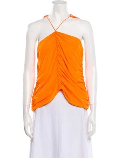 Pre-owned Poster Girl Halterneck Sleeveless Crop Top In Orange