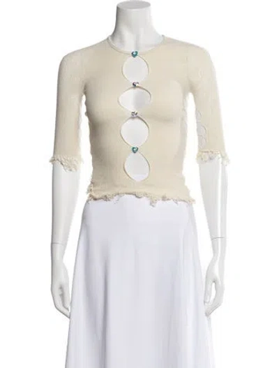 Pre-owned Poster Girl Lace Pattern Crew Neck Top In Neutral