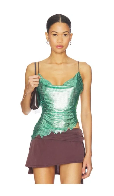 Poster Girl Maya Metallic Chainmail Top In Green