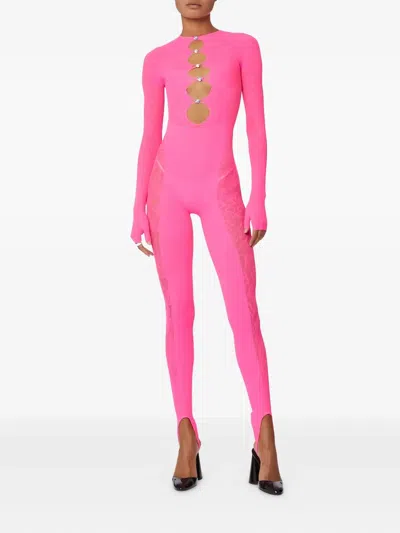 Poster Girl Mesh Jumpsuit In Pink