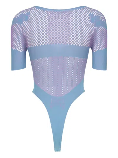 Poster Girl Mesh-panel Bodysuit In Purple