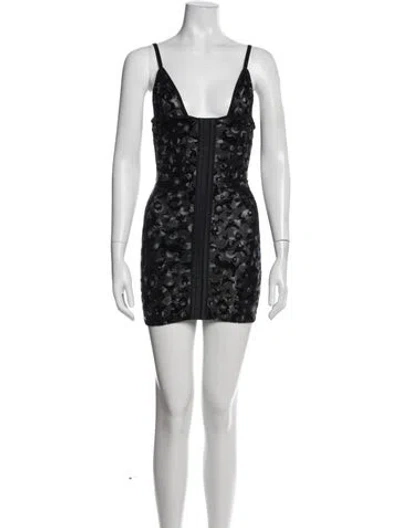 Pre-owned Poster Girl Patterned Mini Dress In Black