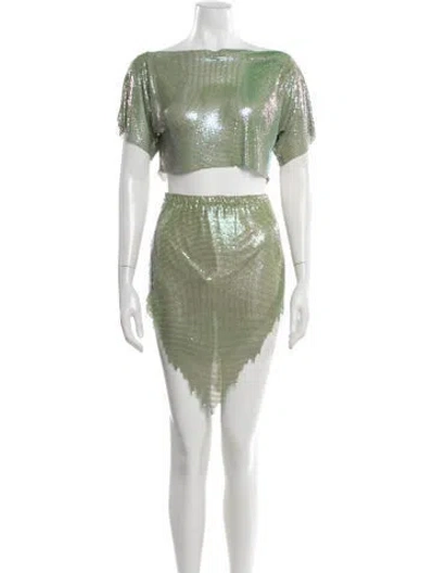 Pre-owned Poster Girl Patterned Mini Skirt In Green