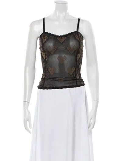 Pre-owned Poster Girl Patterned Scoop Neck Top In White