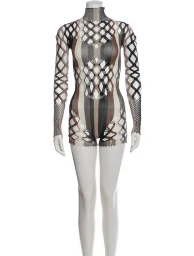 Pre-owned Poster Girl Patterned Turtleneck Romper In Multi