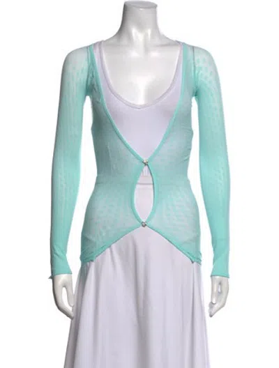 Pre-owned Poster Girl Patterned V-neck Top In Green