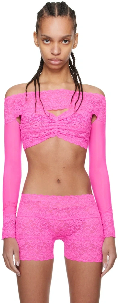 Poster Girl Pink Davina Long Sleeve T-shirt In Harlot Pink