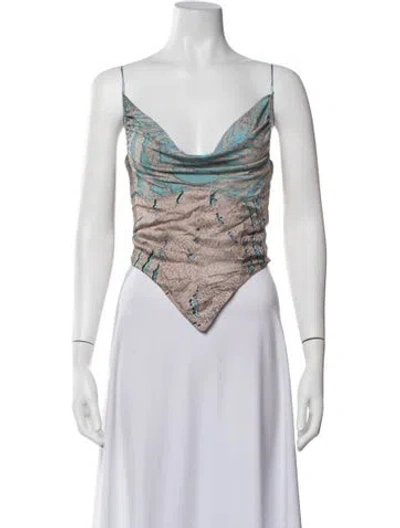 Pre-owned Poster Girl Printed Cowl Neck Top In Multicolor