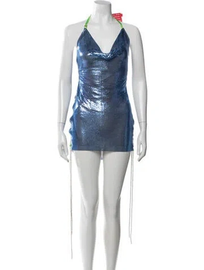 Pre-owned Poster Girl Printed Mini Dress W/ Tags In Silver