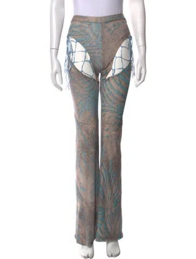 Pre-owned Poster Girl Printed Straight Leg Pants In Multicolor