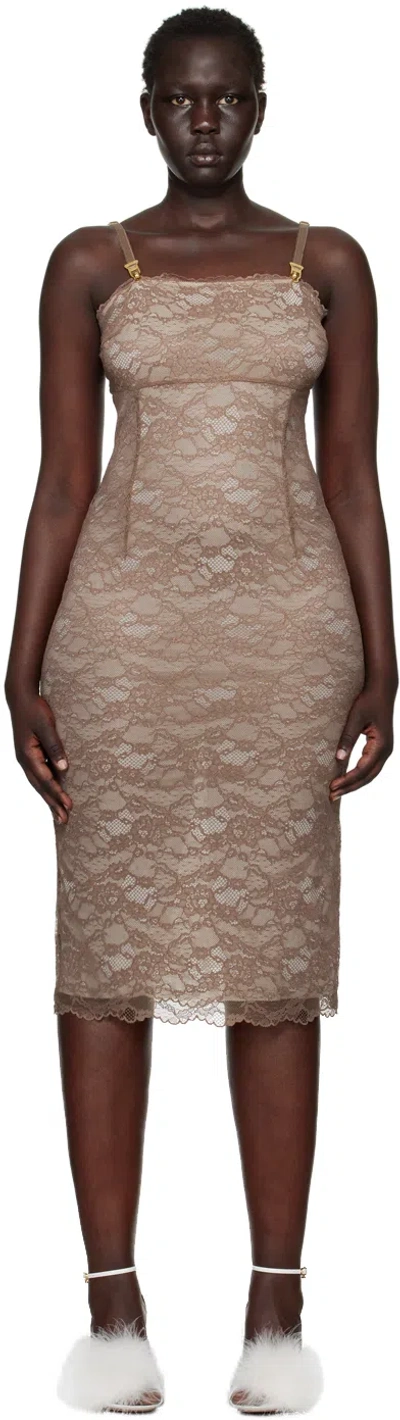 Poster Girl Taupe Blair Midi Dress In Marlboro Light