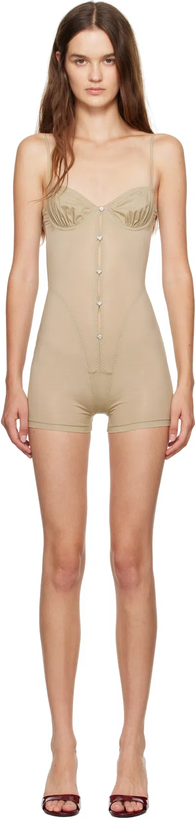 Poster Girl Taupe Goldie Bodysuit In Brown