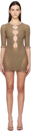 Poster Girl Taupe Miranda Hotfix Minidress In Trufflle