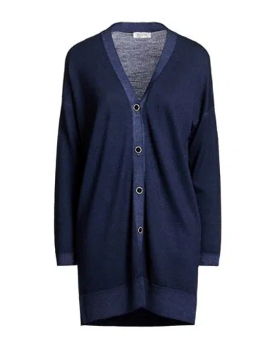 Poster Woman Cardigan Navy Size 8 Virgin Wool In Blue