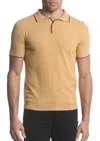 Postmarc Boucle 3-button Knit Polo Shirt In Dunes/rust