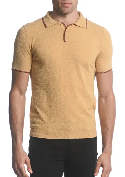 Postmarc Boucle 3-button Knit Polo Shirt In Dunes/rust