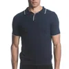 Postmarc Boucle 3-button Knit Polo Shirt In Navy/baby Blue