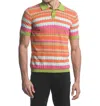 Postmarc Chevron Stripe 3-button Knit Polo Shirt In Citrus/orange/fuchsia