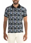Postmarc Geo Camo Polo Shirt In Grey/black