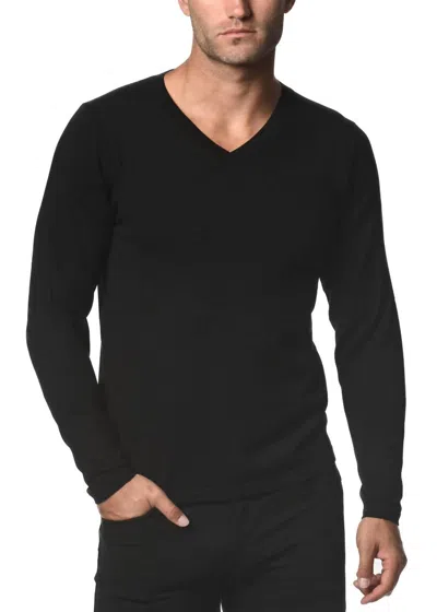 Postmarc Knitted V-neck Sweater In Black