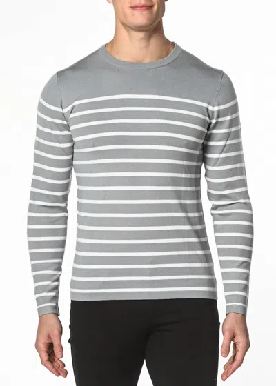 Postmarc Long Sleeve Stripe Knit Sweater In Grey/off
