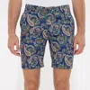 Postmarc Men's Paisley Woven Printed Shorts In Royal/spice
