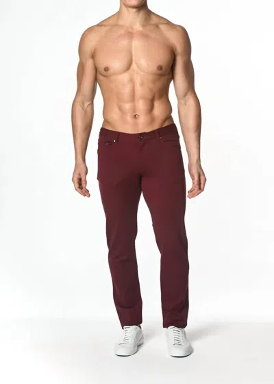 Postmarc Pocket Stretch Knit Jeans In Burgundy In Red