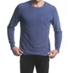 Postmarc Stretch Knit Long Sleeve Crew Pullover In Iris In Blue