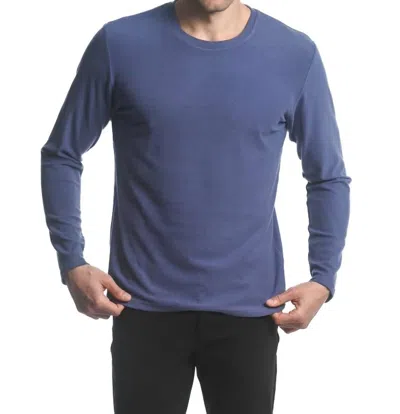 Postmarc Stretch Knit Long Sleeve Crew Pullover In Iris In Blue