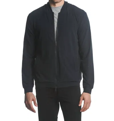 Postmarc Stretch Knit Zip Hoodie In Midnight In Black