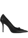 Potamy 100mm Pointed Lace-up Detail Pumps In Black