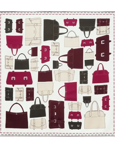 Potamy Bag-print Silk Scarf In White