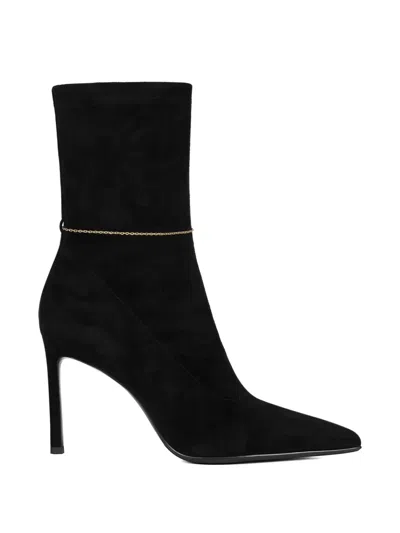 Potamy Chain Detail Suede Boots In Black