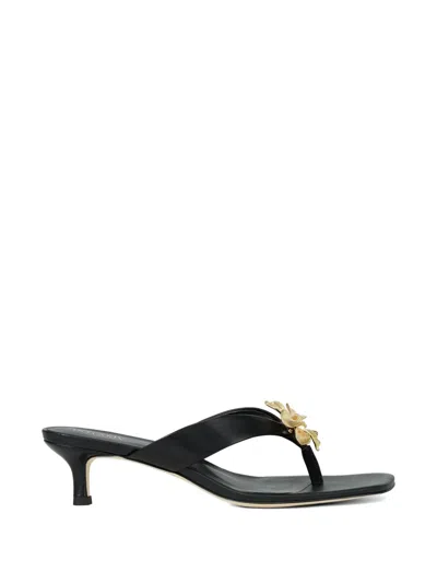 Potamy Floral Leather Flip-flops In Black