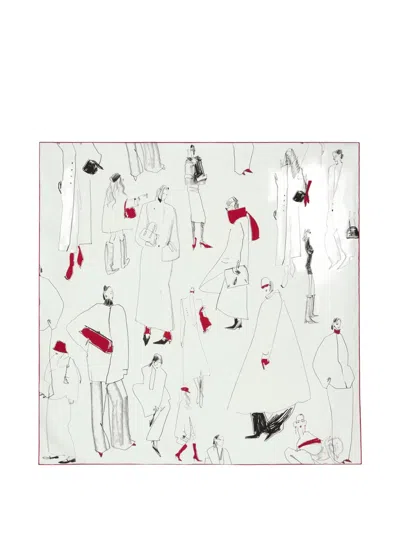 Potamy Graphic-print Silk Scarf In Nude