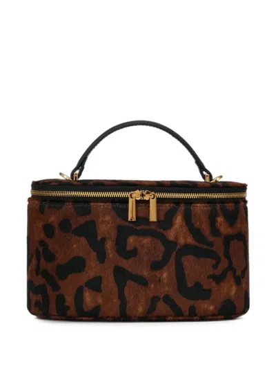 Potamy Leopard-print Calf Hair Mini Bag In Brown