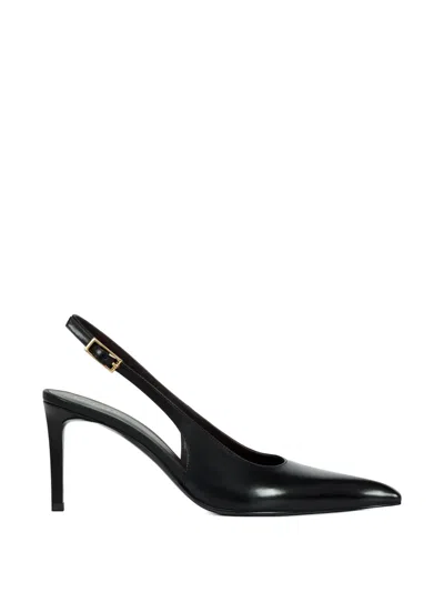 Potamy Pointed Buckle Leather Pumps In Black