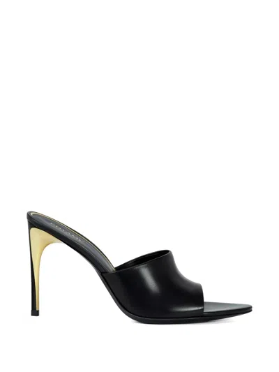 Potamy Pointed Leather Mules In Black