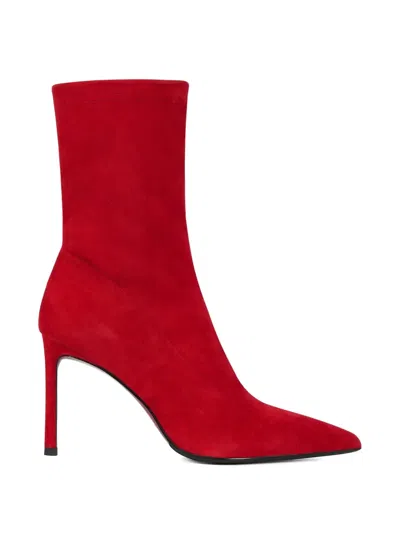 Potamy Pointed Suede Boots In Red