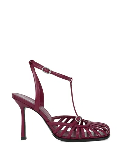 Potamy T-strap Caged Leather Pumps In Blue