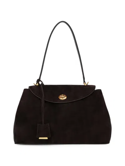 Potamy Twist-lock Suede Shoulder Bag In Brown